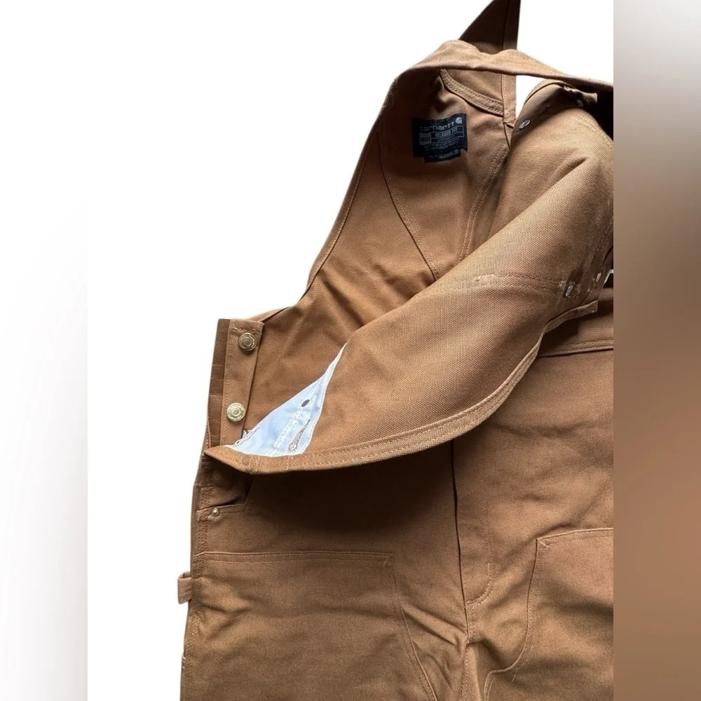 NWT CARHARTT Men’s Duck Bib Overalls Relaxed Fit 38x32 Double Knee